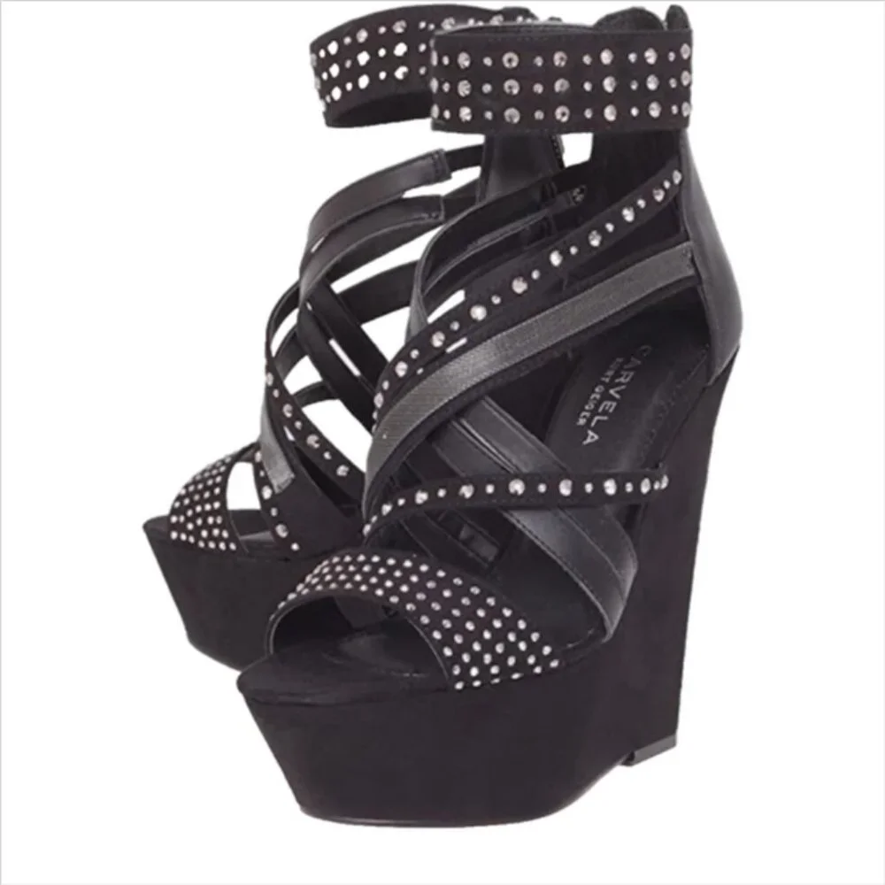 Carvela x Kurt Geiger Gertrude Embellished Wedge Platform Heels